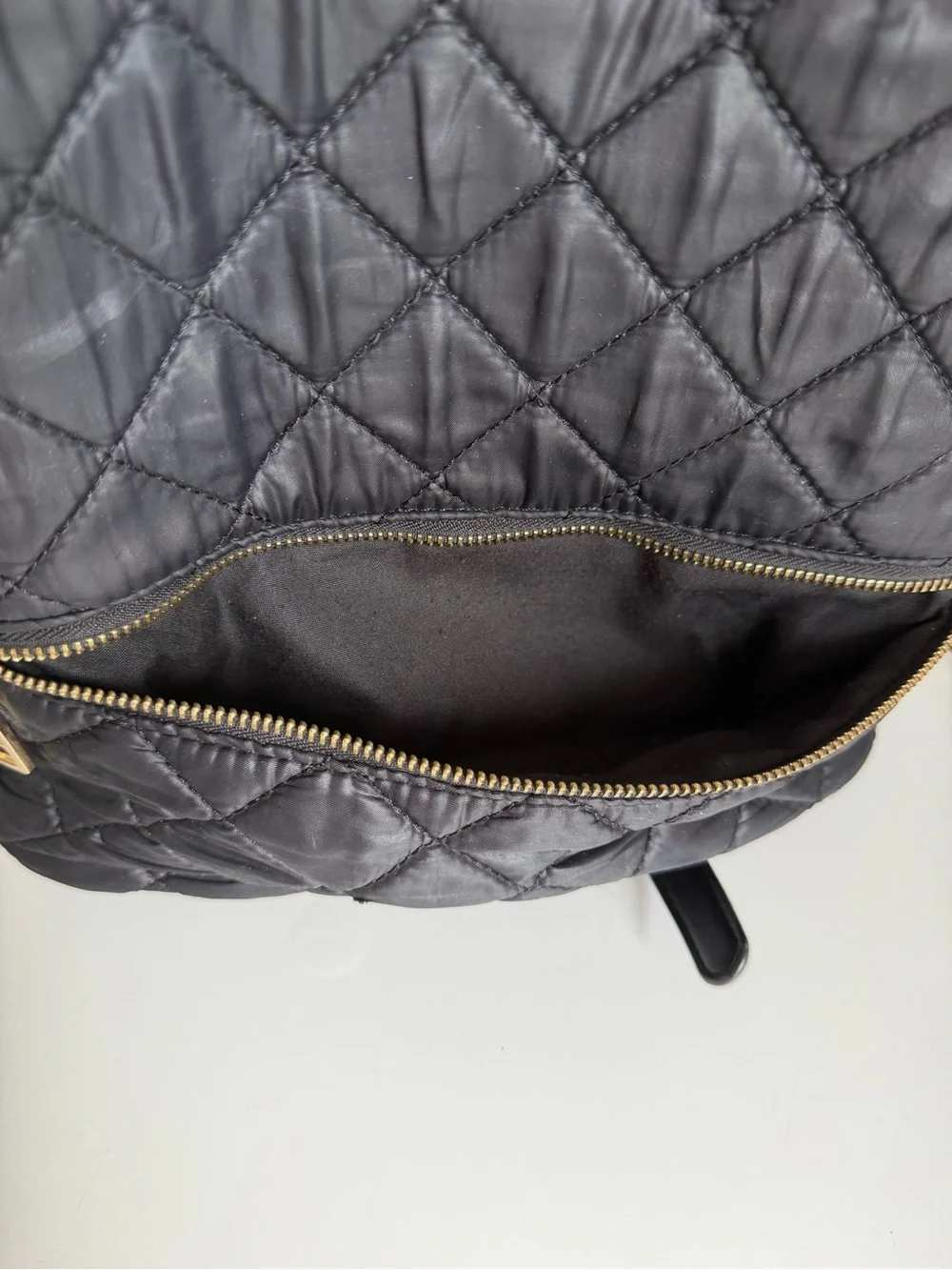 bebe Quilted Black Backpack with Gold-Tone Plate